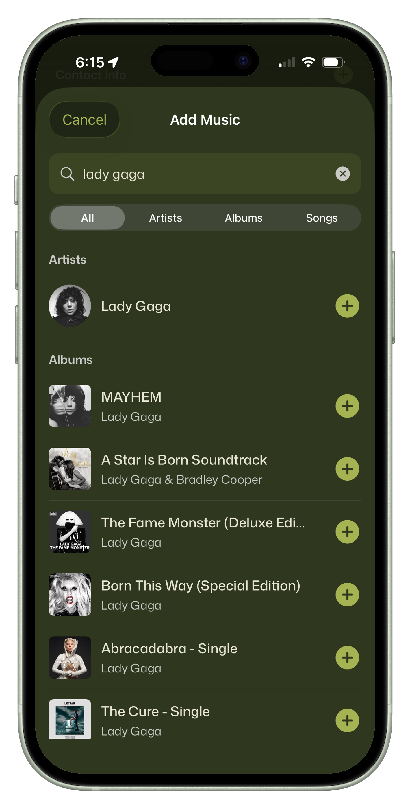 Music feature screenshot