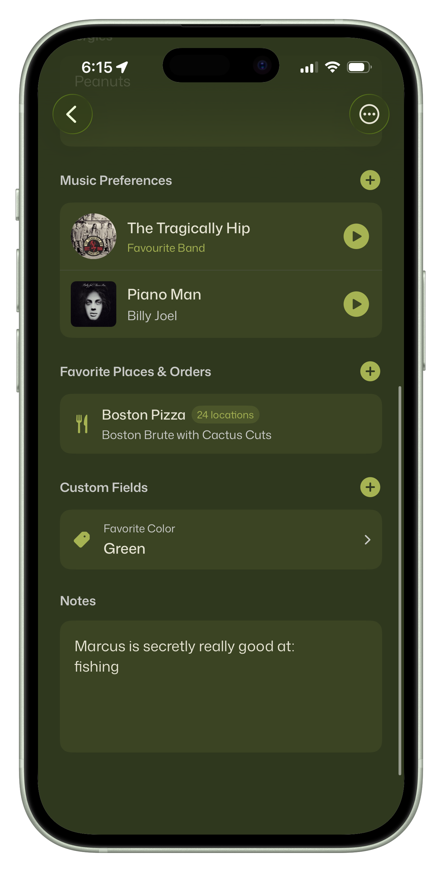 Notes feature screenshot